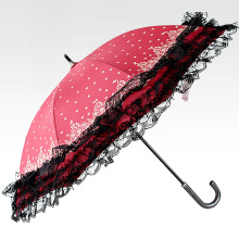 Manual Open Lace Edge Ladies Straight Umbrella (BD-20)